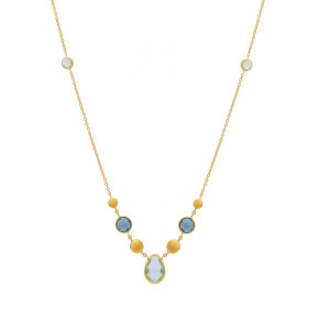 Collana Cromie My Valenza in Oro Giallo con pendente celeste a goccia