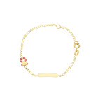 Bracciale Baby con in oro con targa e orsetto in smalto bombato