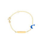 Bracciale Baby con in oro con targa e delfino in smalto bombato