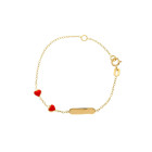 Bracciale Baby con in oro con targa e due coccinelle in smalto bombato