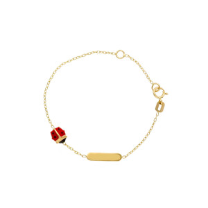 Bracciale Baby con in oro con targa e coccinella in smalto bombato