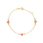 Bracciale Baby in oro con tre cuoricini smaltati