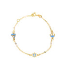 Bracciale Baby in oro con ancora, barca e timone smaltati