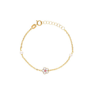Bracciale Baby in oro con fiorellino smaltato