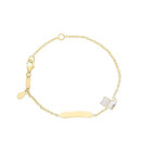 Bracciale Baby con targa in oro con gattino smaltato