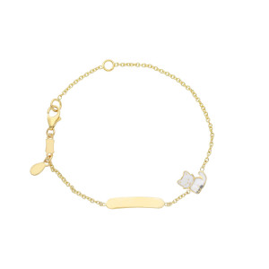 Bracciale Baby con targa in oro con gattino smaltato
