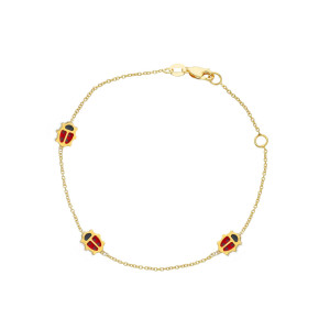Bracciale Baby in oro con tre coccinelle smaltate