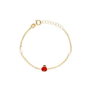 Bracciale Baby in oro con coccinella smaltata