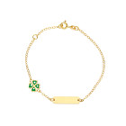 Bracciale Baby con targa in oro con quadrifoglio smaltato