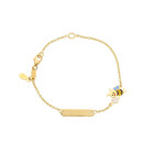 Bracciale Baby con targa in oro con ape e fiorellino smaltati