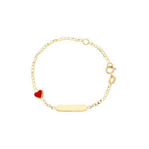 Bracciale Baby con in oro con targa e cuore in smalto bombato