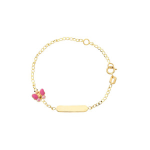 Bracciale Baby con in oro con targa e farfalle in smalto bombato