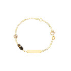 Bracciale Baby con in oro con targa, scarpa da calcio e pallone in smalto bombato