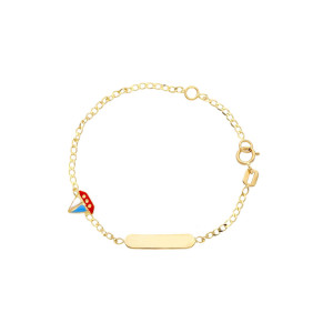 Bracciale Baby con in oro con targa e barca a vela in smalto bombato