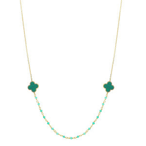 Girocollo Gioielli Valenza Mazzoni in oro giallo con madreperla e malachite e cristallo artificiale