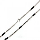 Collana in Oro lucido Bianco e Onice Nera
