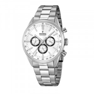 Orologio Festina Uomo 43mm Acciaio Acciaio Silver Silver Quarzo Cronografo 5ATM F16820-Q 