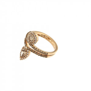 Anello Crivelli in Oro Rosa con Diamante Brown a forma di goccia e tondo