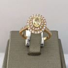 Anello Crivelli in Oro Rosa, Diamanti e Diamante Fancy Centrale con taglio ovale