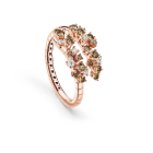 Anello Mimosa in oro Anello in oro rosa con diamanti bianchi e brown