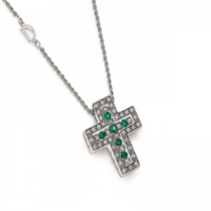 Collana in oro bianco con diamanti e rubini Belle époque di Damiani