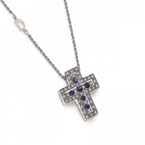 Collana in oro bianco con diamanti e rubini Belle époque di Damiani