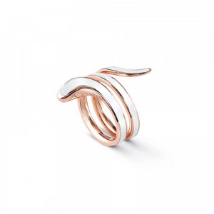 Anello Damiani in oro rosa con ceramica bianca e diamante