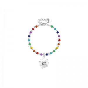 Bracciale Kidult in acciaio Quadrifoglio Fortuna