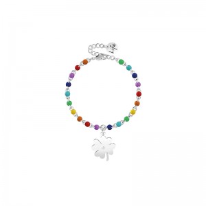 Bracciale Kidult in acciaio Quadrifoglio Fortuna