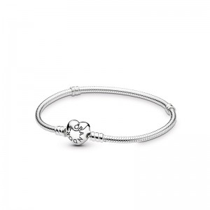 Pandora Moments Bracciale in Maglia Snake e Chiusura a Cuore