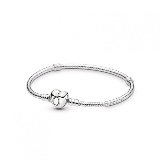 Pandora Moments Bracciale in Maglia Snake e Chiusura a Cuore