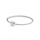 Pandora Moments Bracciale Rigido in Argento con Chiusura a Cuore