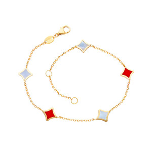 Bracciale Gioielli Valenza Mazzoni in oro giallo con madreperla e pasta di corallo