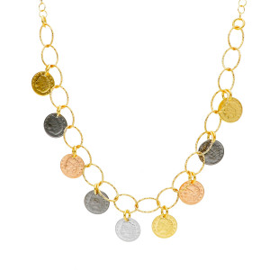 Collana Charm Gioielli Valenza Mazzoni con monete etniche tre colori