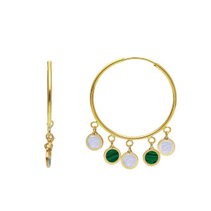 Orecchini pendenti Gioielli Valenza Mazzoni in oro giallo con madreperla e malachite verde