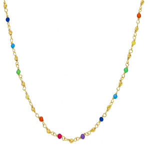 Collana Colore Gioielli Valenza Mazzoni in oro giallo con pietre multicolor e palline in oro