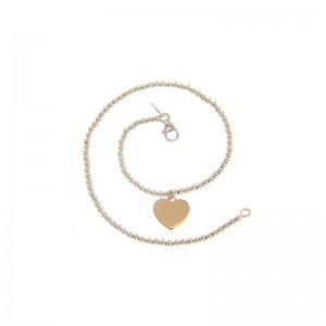 Bracciale Charm Gioielli Valenza Mazzoni con catena a Palline in oro Bianco e pendete a forma di Cuore in oro Rosa Lucido