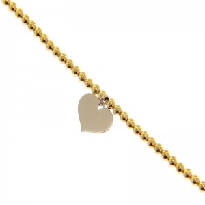 Bracciale Charm Gioielli Valenza Mazzoni con catena a Palline in oro Giallo e pendete a forma di Cuore in oro Bianco