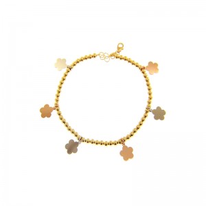Bracciale Charm My Valenza in Oro Giallo, Catena a palline e Charms a Fiore
