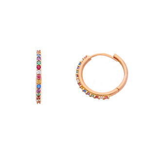 Orecchini cerchio Gioielli Valenza Mazzoni in oro rosa con zirconi multicolor 