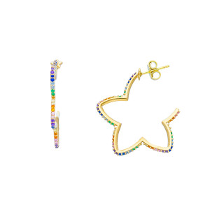 Orecchini pendenti Gioielli Valenza Mazzoni in oro giallo con zirconia cubica multicolor