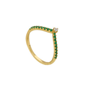 Anello Fedina Gioielli Valenza Mazzoni in oro giallo con zirconia cubica verde