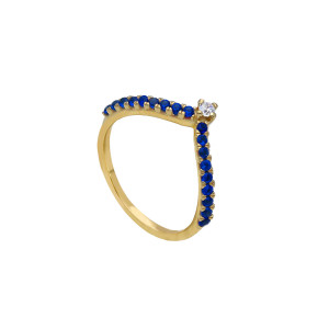 Anello Fedina Gioielli Valenza Mazzoni in oro giallo con zirconia cubica blu