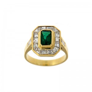 Anello My Valenza in Oro Giallo con Diamanti e Smeraldo