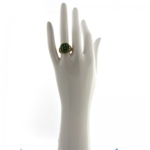 Anello DDonna in Oro Giallo con Diamanti e Smeraldo