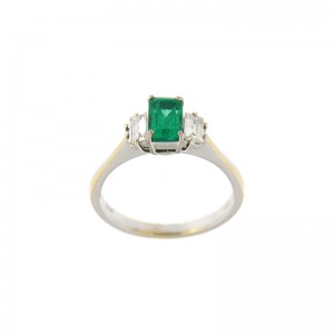 Anello My Valenza in Oro Bianco con Diamanti e Smeraldo