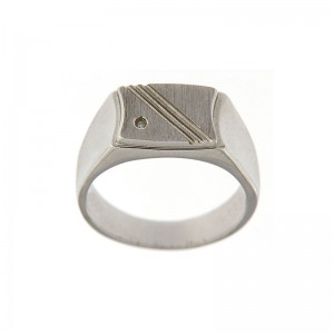 Anello Uomo My Valenza in Oro Bianco con diamante