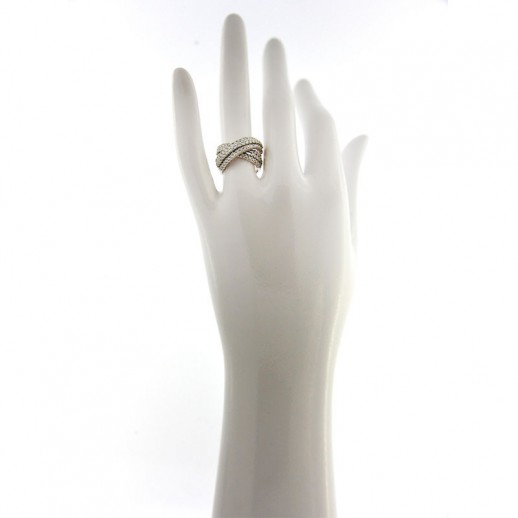 Anello Crivelli Fascia Incrociata in Oro Bianco e Diamanti