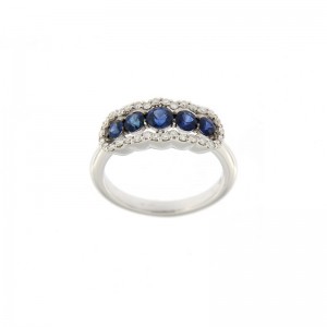  Anello My Valenza in Oro Bianco, Diamanti e Zaffiri