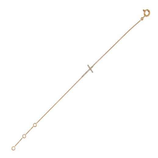 Bracciale My Valenza in Oro Giallo e Diamanti, Simbolo Croce